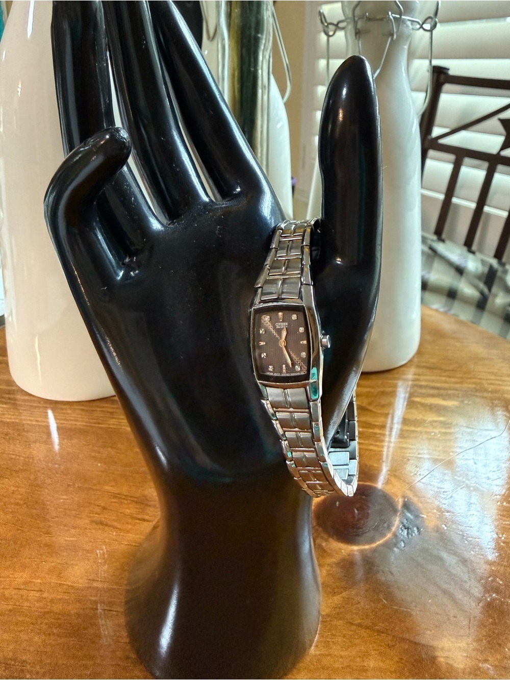 Citizen Silver Stainless Steel Women's Bracelet Watch with Black Dial